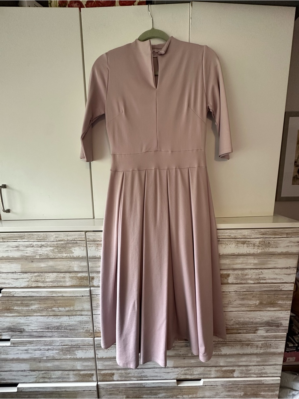 🌸 Skirt Society Blush Pink Fit & Flare Midi Dress Small Made in USA